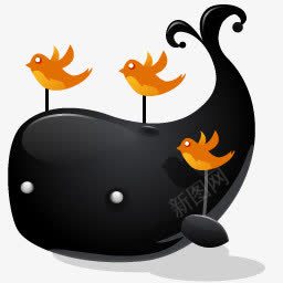 鲸鱼图标png_新图网 https://ixintu.com 卡通 图标 鲸鱼 黑色