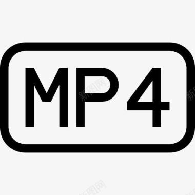 MP4文件圆角矩形卒中接口符号图标图标