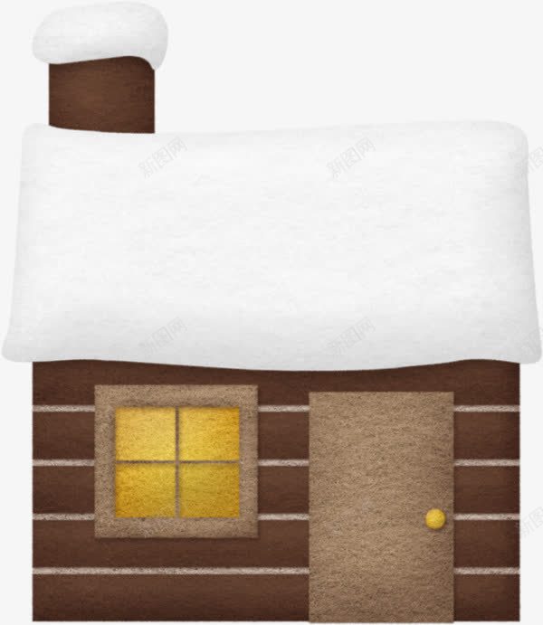 卡通房子png免抠素材_新图网 https://ixintu.com 卡通 房子 手绘 烟筒 白雪 窗户