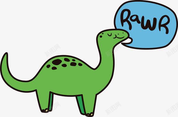 绿色卡通恐龙png免抠素材_新图网 https://ixintu.com 卡通恐龙 对话框 对话气泡 小恐龙 矢量png 绿色恐龙