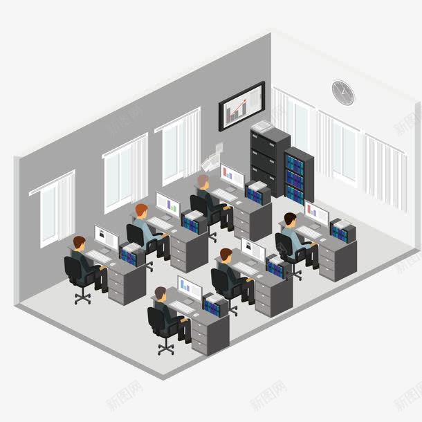 排列整齐的办公室png免抠素材_新图网 https://ixintu.com 办公室 商务 整齐 灰色