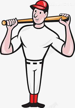 打棒球的男生卡通运动员高清图片