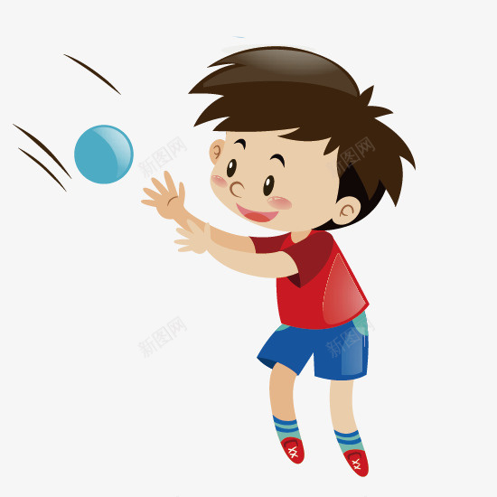 卡通手绘小孩子png免抠素材_新图网 https://ixintu.com 卡通手绘玩球的男孩 卡通男孩 手绘男孩 玩球的男孩 运动男孩