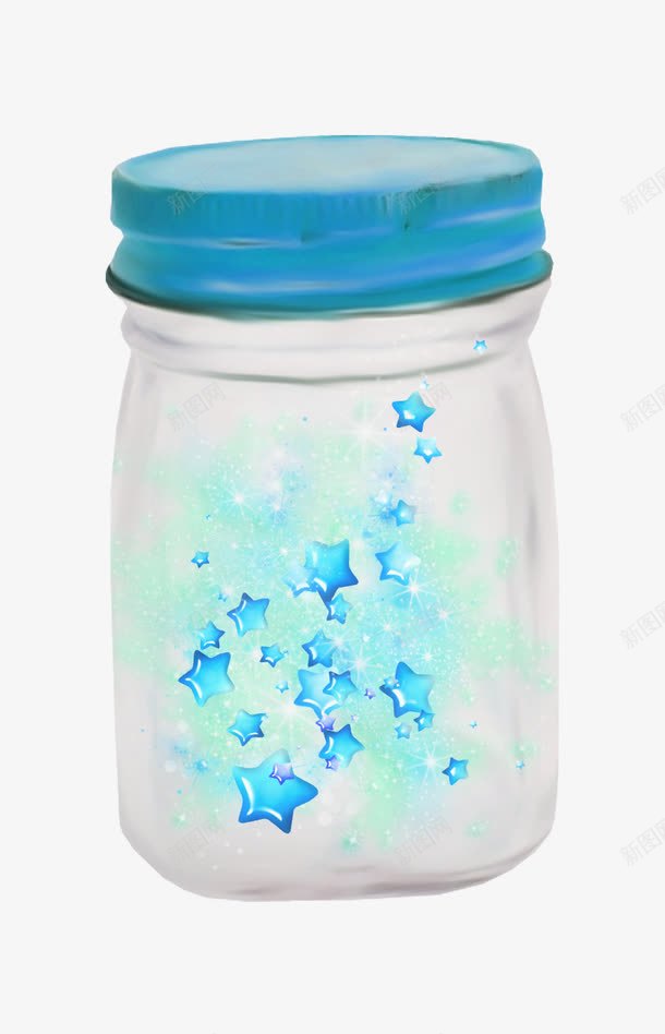 蓝色星星许愿瓶png免抠素材_新图网 https://ixintu.com 星星 蓝色 许愿瓶