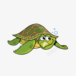 水里泡泡手绘卡通可爱乌龟矢量图高清图片