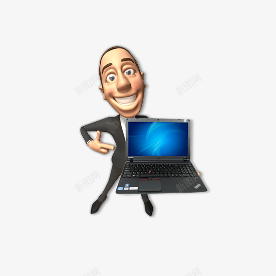 卡通男人和电脑png免抠素材_新图网 https://ixintu.com 卡通男人 电脑 男人 蓝屏电脑 黑色电脑