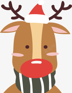 圣诞节红鼻子驯鹿矢量图素材