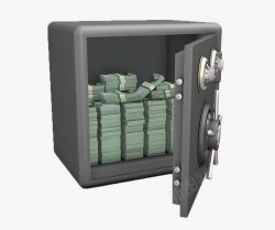 灰色保险箱保险箱里的钱高清图片