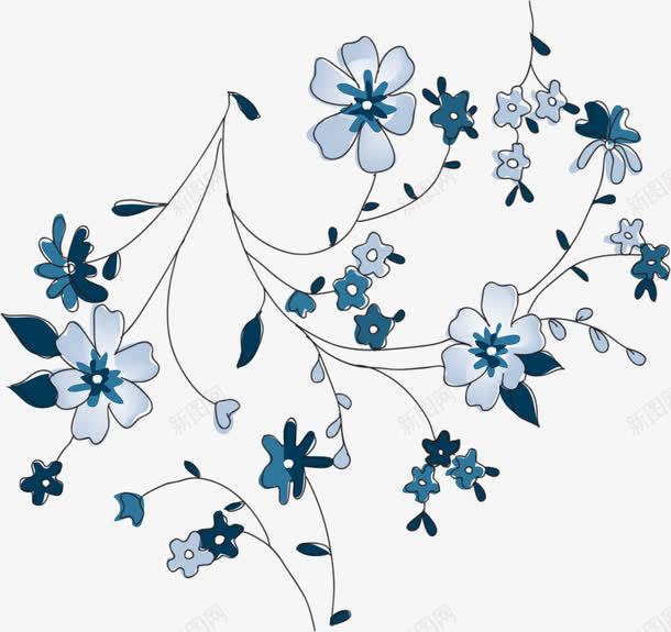 手绘蓝色典雅花朵植物png免抠素材_新图网 https://ixintu.com 典雅 植物 花朵 蓝色