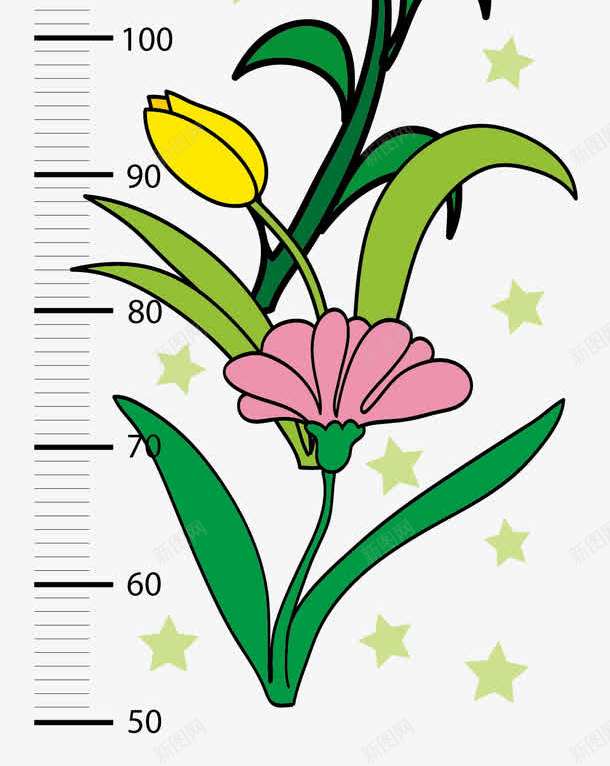 身高尺子矢量图eps免抠素材_新图网 https://ixintu.com 儿童身高 植物 花朵 身高尺子 矢量图