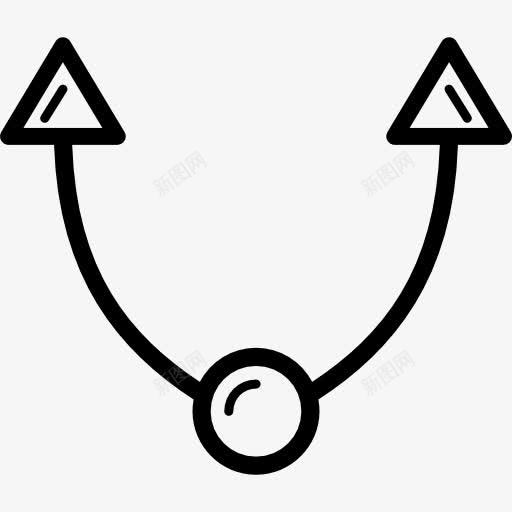 两弯箭头从一个圆图标png_新图网 https://ixintu.com 箭头 连接器 连接器上的箭 连接圈