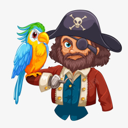 海盗船长卡通插画矢量图素材