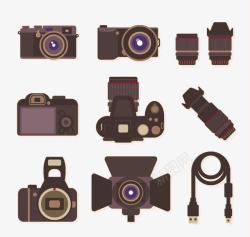 9款照相机与配件矢量图素材