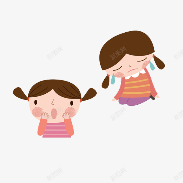 哭啼的女孩png免抠素材_新图网 https://ixintu.com 哭啼的 小女孩 惊讶的 手绘 插图 简笔 马尾辫