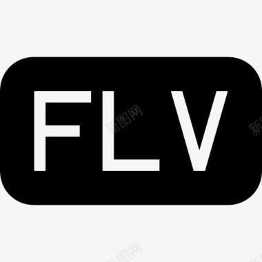 FLV文件类型的黑色圆角矩形界面符号图标图标
