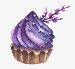 紫色水彩糕点素材