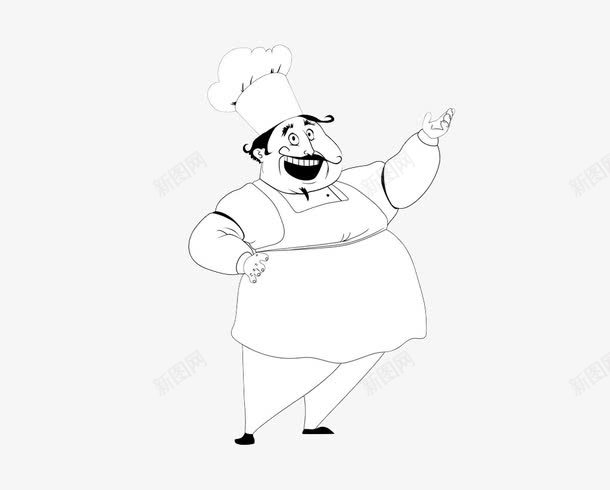 黑白卡通厨师大叔png免抠素材_新图网 https://ixintu.com 卡通 厨师 大叔 黑白