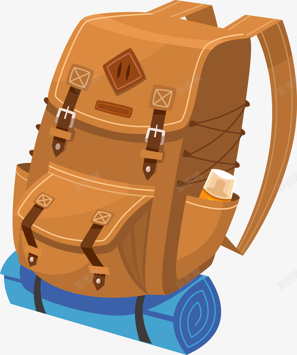 咖啡色复古背包png免抠素材_新图网 https://ixintu.com 双肩包 咖啡色背包 徒步旅行 旅行 登山包 装饰图案