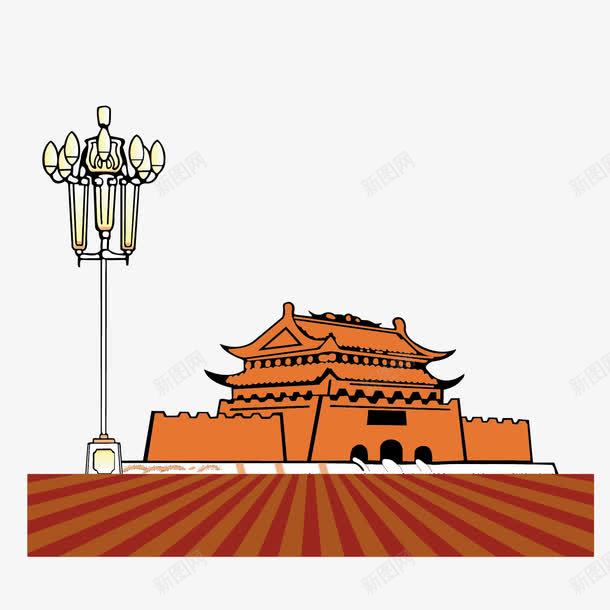 天安门广场png免抠素材_新图网 https://ixintu.com 北京天安门 卡通图 天安门广场 故宫 精美的路灯
