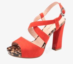 橘红色带豹纹高跟鞋素材