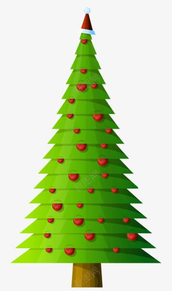手绘卡通圣诞树png免抠素材_新图网 https://ixintu.com 圣诞帽 圣诞树 手绘 红色 绿色