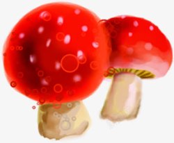红色水彩蘑菇素材