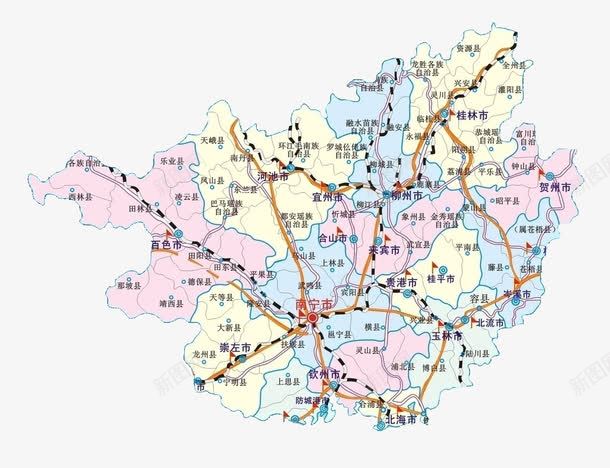 广西铁路标记地图图标png_新图网 https://ixintu.com 地图 广西 广西地图 线路 铁路