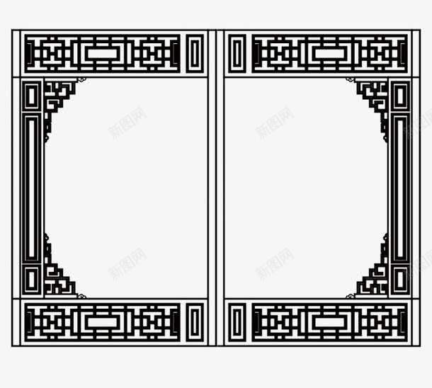 木门边框png免抠素材_新图网 https://ixintu.com 中国风 古典 木框 边框