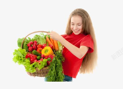拿着一蓝蔬菜的女孩png免抠素材_新图网 https://ixintu.com 市场 新鲜 购物