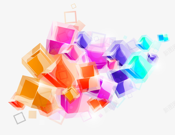 彩色立方体几何装饰图案png免抠素材_新图网 https://ixintu.com 免抠PNG 几何 彩色 立方体 装饰图案