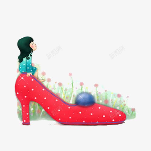 手绘女孩高跟鞋png免抠素材_新图网 https://ixintu.com png png素材 女孩 手绘女孩高跟鞋 红色 绿衣服 高跟鞋