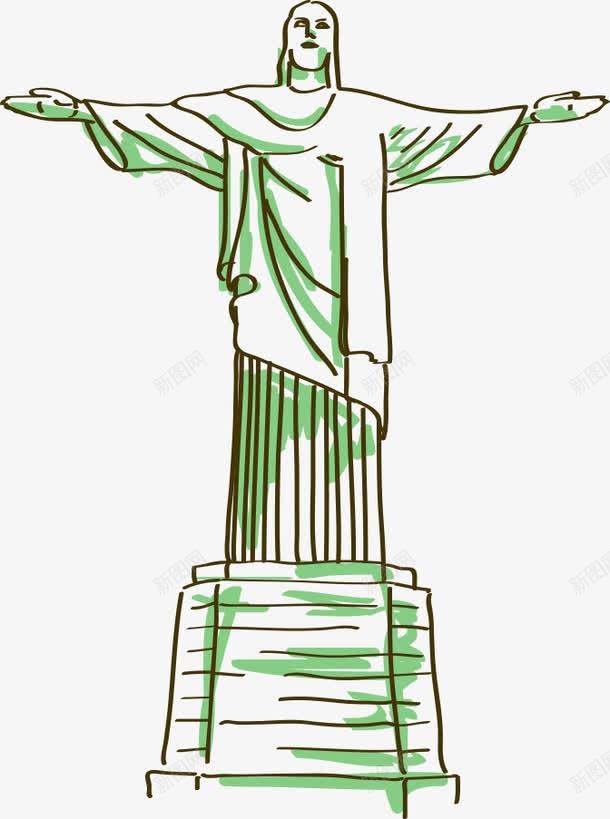 手绘卡通基督像png免抠素材_新图网 https://ixintu.com 基督像 巴西基督像 耶稣 里约热内卢