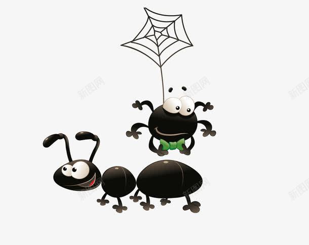 蚂蚁和黑蜘蛛卡通png免抠素材_新图网 https://ixintu.com 卡通 矢量蚂蚁 蚂蚁 蜘蛛网 黑蜘蛛
