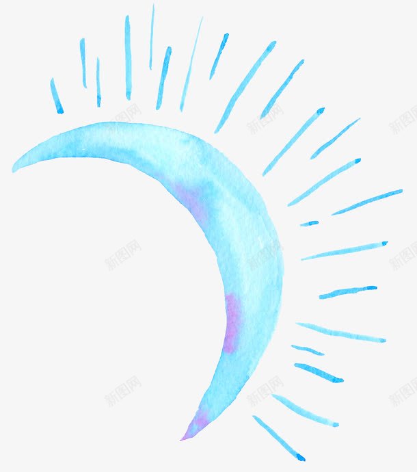 发光的蓝色月亮装饰图案png免抠素材_新图网 https://ixintu.com 卡通手绘 发光 彩绘 月亮 装饰图案 装饰月亮