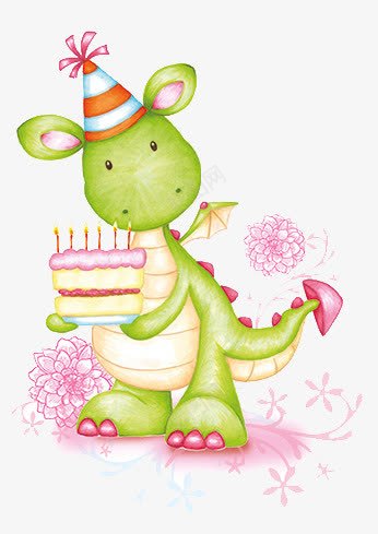 包蛋糕的小恐龙png免抠素材_新图网 https://ixintu.com 卡通 小恐龙 手绘 蛋糕