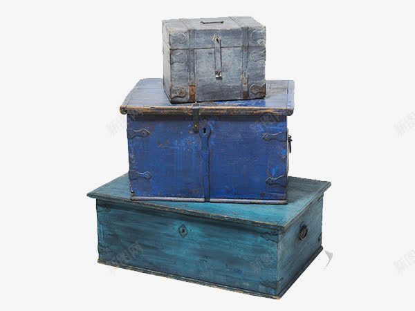 复古储物箱png免抠素材_新图网 https://ixintu.com 古旧 放置 木箱 生锈 蓝色