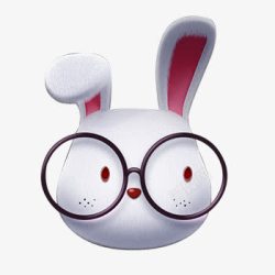 戴眼镜的萌白兔素材