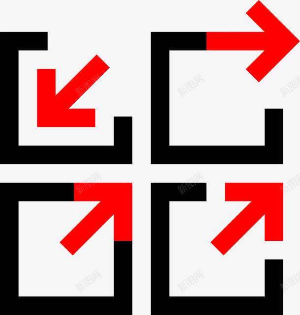 各方向的红箭头图标png_新图网 https://ixintu.com 抽象 方向 箭头 红色信息