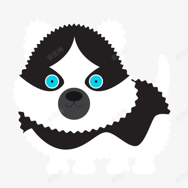 黑白色卡通可爱小狗png免抠素材_新图网 https://ixintu.com 动物 卡通 可爱的 小狗 尾巴 手绘 花斑 黑白色