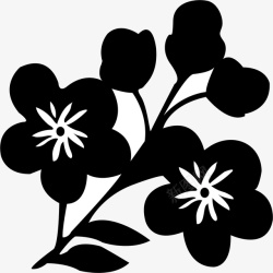 黑色花朵剪影矢量图素材