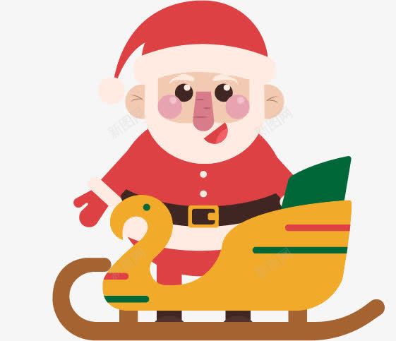 圣诞老人与雪橇png免抠素材_新图网 https://ixintu.com 圣诞老人 圣诞节 扁平红色圣诞