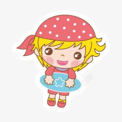 时尚红头巾女孩红头巾可爱男孩女孩图标高清图片