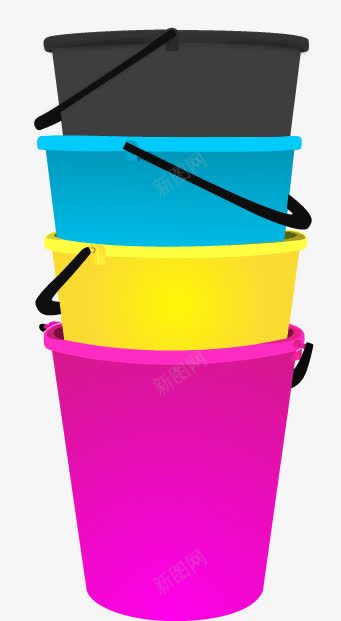 水桶png免抠素材_新图网 https://ixintu.com 免费矢量 免费矢量下载 塑料桶 层叠 水桶