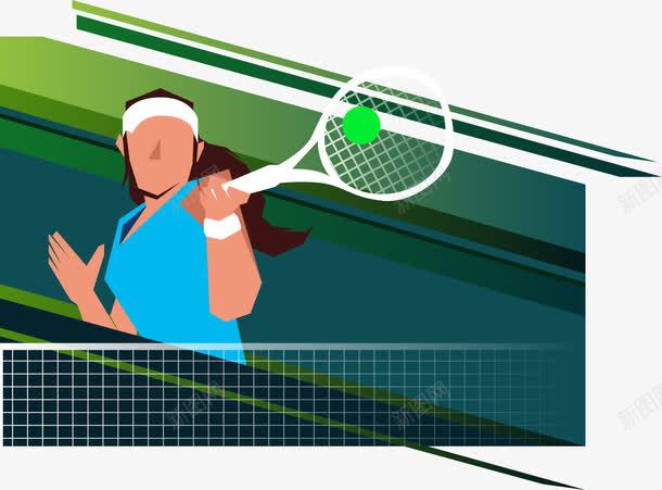 网球回击png免抠素材_新图网 https://ixintu.com 渐变 男性 绿色 网球场 运动 运动员