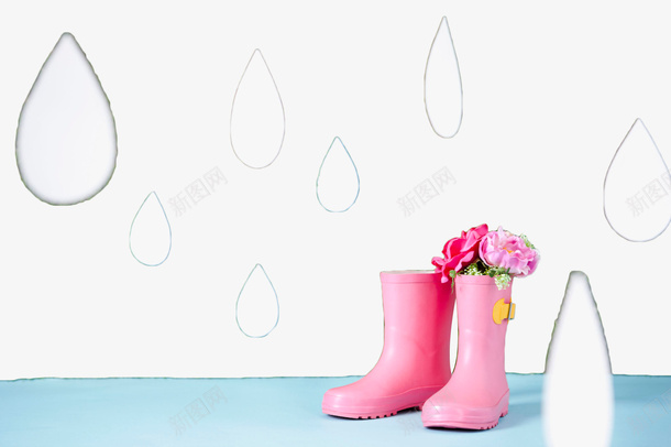 手绘白色雨点png免抠素材_新图网 https://ixintu.com 下雨 卡通雨点 手绘 白色雨点 粉色雨靴 花卉 雨水 雨滴