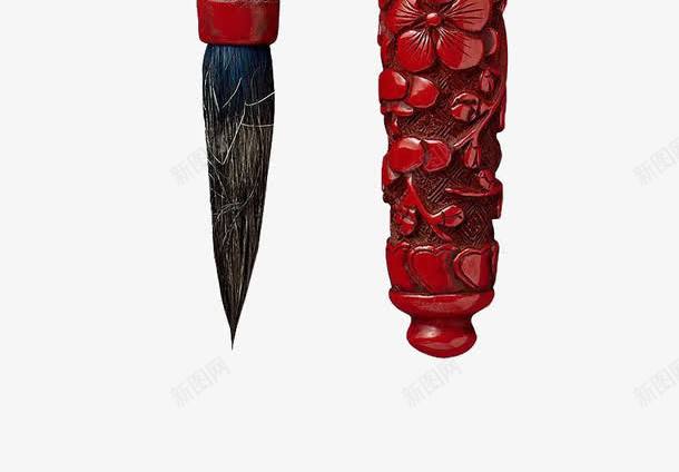 红色毛笔png免抠素材_新图网 https://ixintu.com 毛笔 毛笔笔盖 红色 雕花