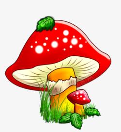 卡通手绘红色蘑菇素材