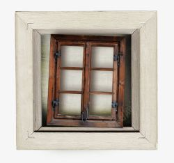 棕色木窗木框窗户高清图片
