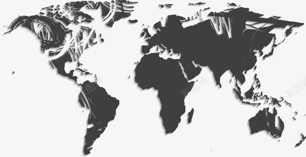 黑色立体地图png免抠素材_新图网 https://ixintu.com 世界地图 卡通地图 地图 矢量地图 立体地图