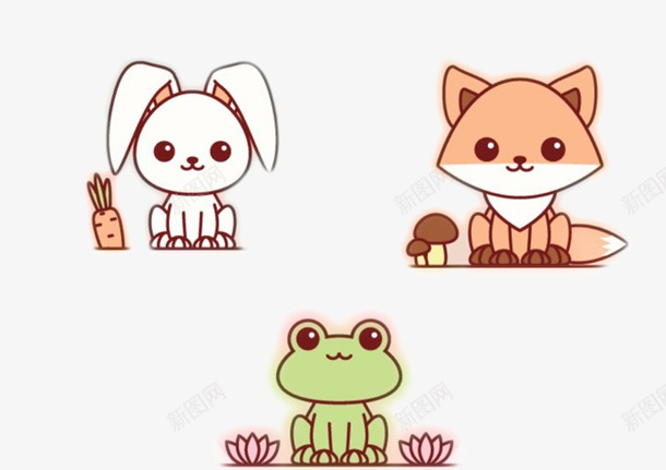 可爱的卡通动物插图png免抠素材_新图网 https://ixintu.com 兔子 可爱 狐狸 萌 青蛙